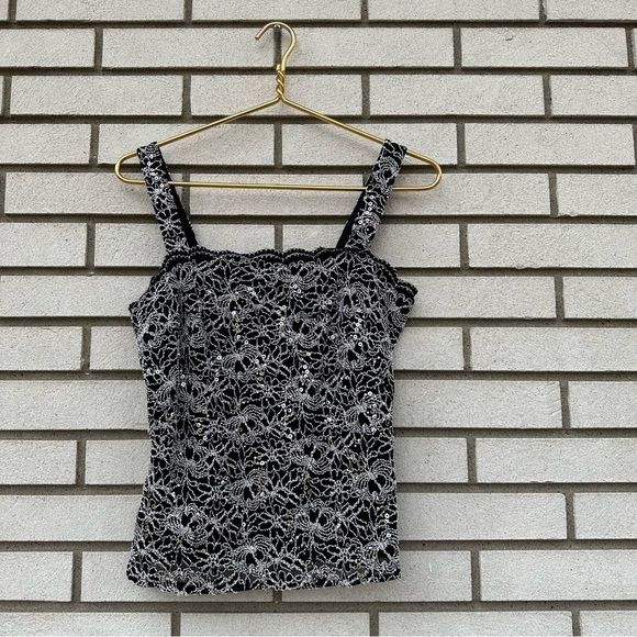 Alex Evenings Sequin Lace Twinset Cami & Jacket Black Silver S Mother Formal - Picture 3 of 15